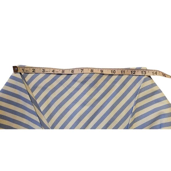 Womens Blue White Stripe Mini Wrap Skirt Small Asymmetric Tie Waist Nautical - Picture 8 of 14